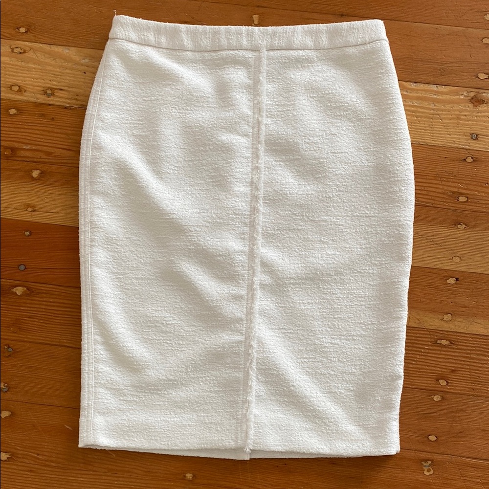 Ann Taylor White Textured Pencil Skirt